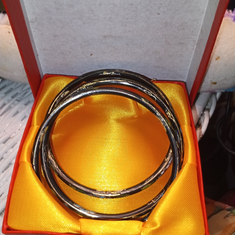 Jade bangles and hand made cufflink